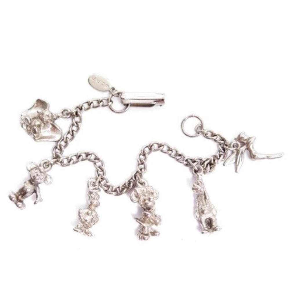 Vintage Disney Characters Silver Toned Charm‎ Bracelet